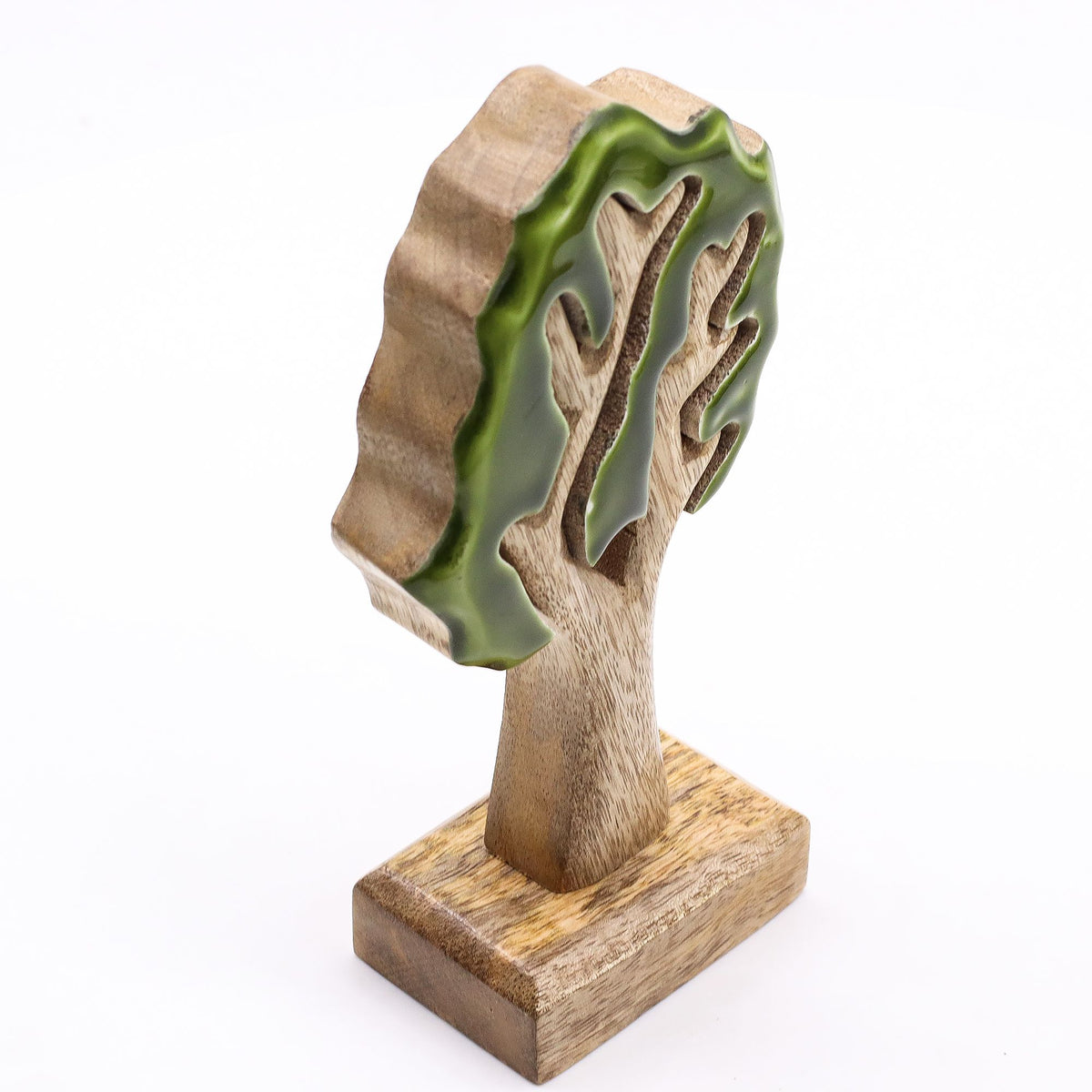 Mango Houten Decoratieboom met Groen Emaille – 20 cm