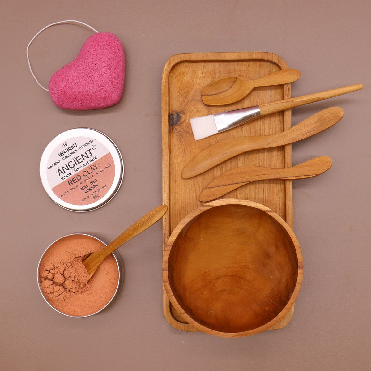 Spa Applicatieset van Teakhout – Voor Gezichtsmaskers & Wax
