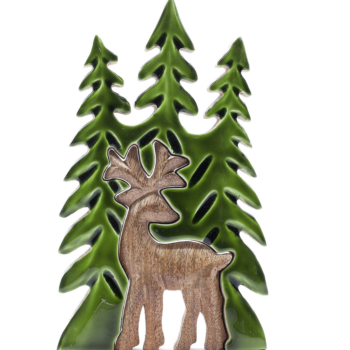 Mango Houten Bosdecoratie met Hert – 25 cm