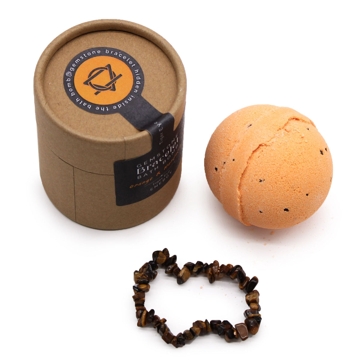 Bruisbal met Tijgeroog Armband – Sinaasappel & Mandarijn