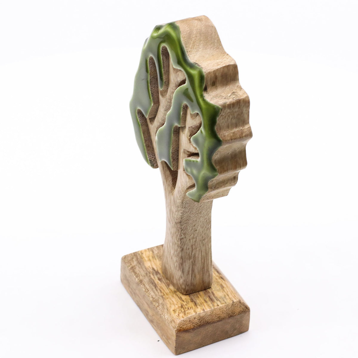 Mango Houten Decoratieboom met Groen Emaille – 20 cm