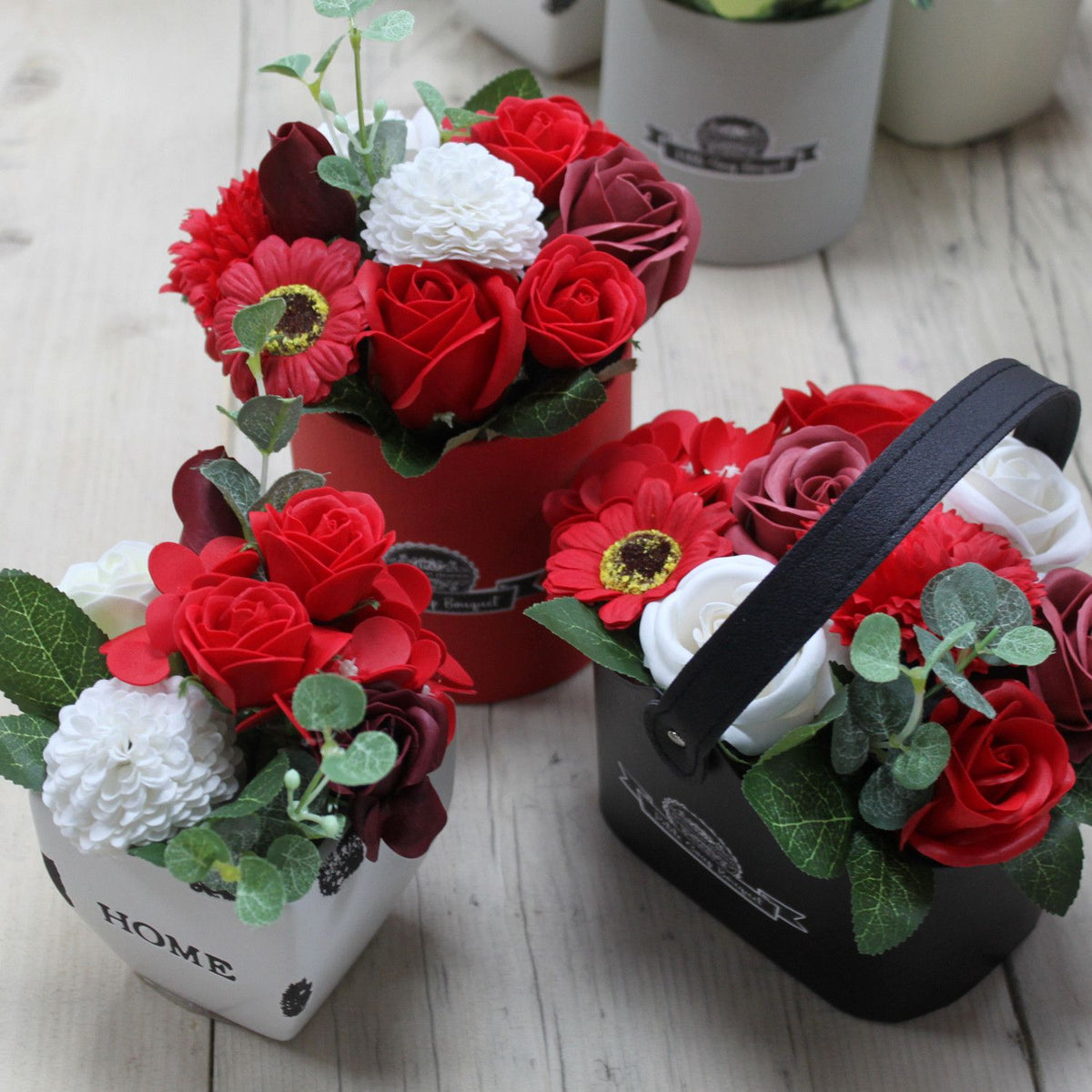 Zeepbloemen Petite Basket – Rich Reds