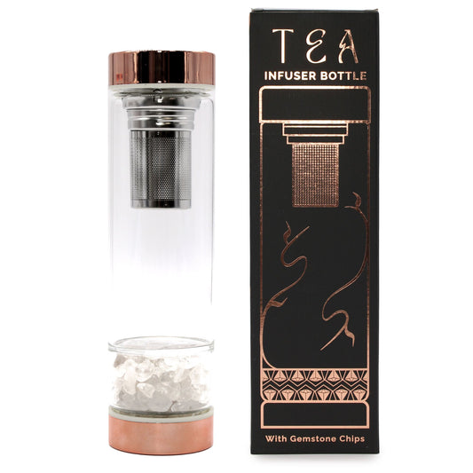 Glazen Thee Infuserfles met Natuursteen – Bergkristal