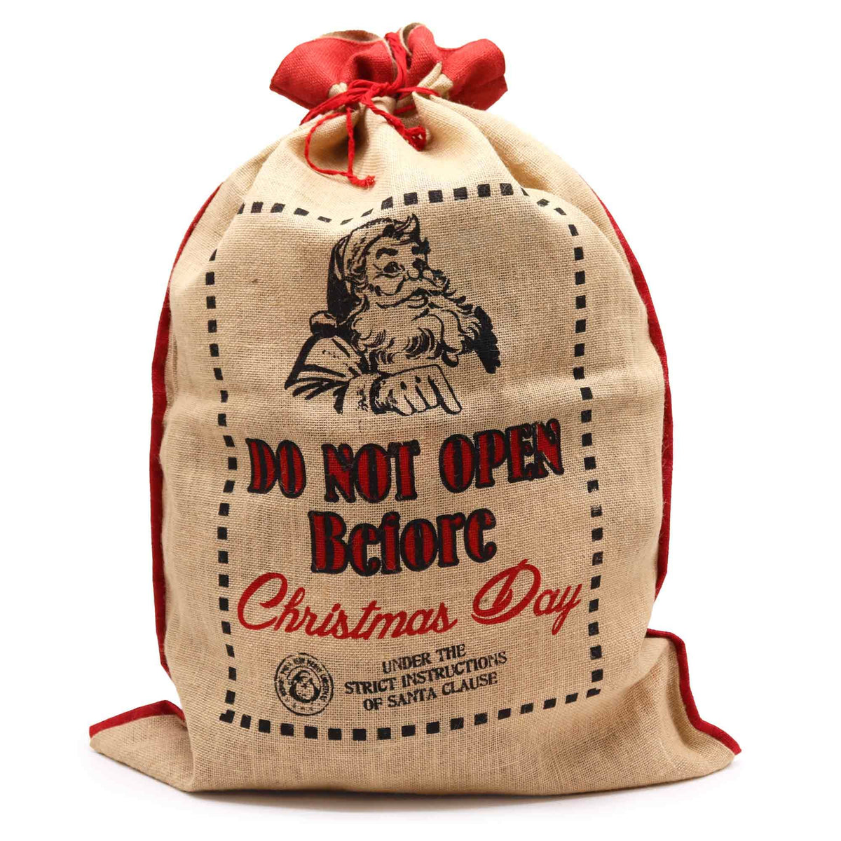 Grote Jute Kerstzak Do Not Open Before Christmas – 76 × 55 cm