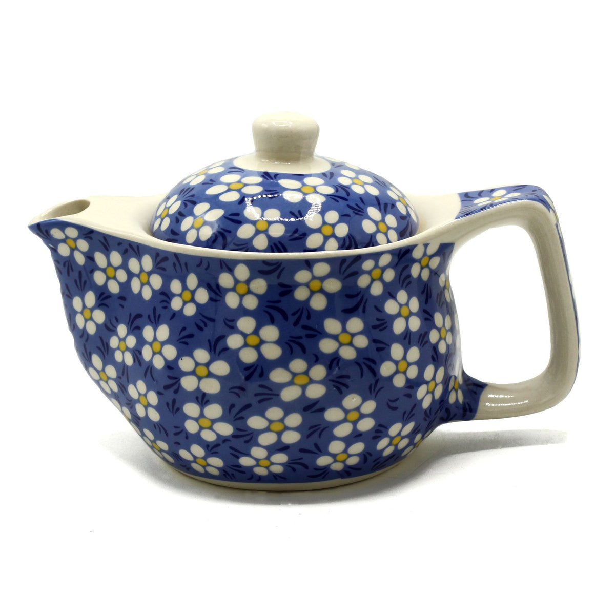 Kleine Keramische Theepot Blue Daisy met Theezeef – 350 ml