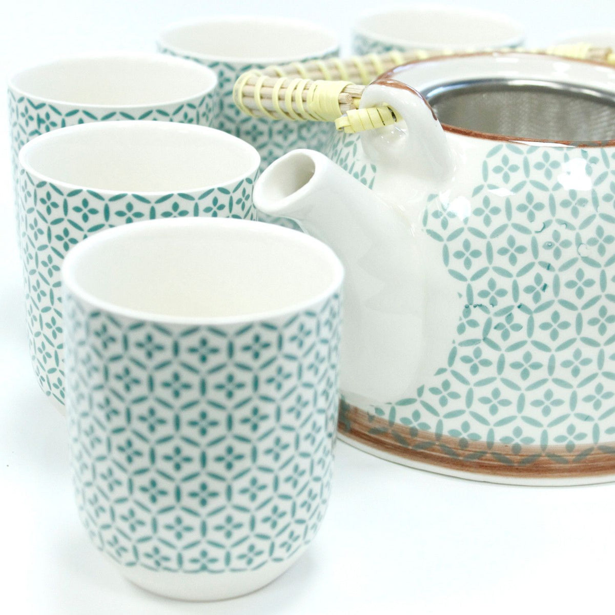 Keramische Theeset Green Mosaic – Theepot & 6 Kopjes