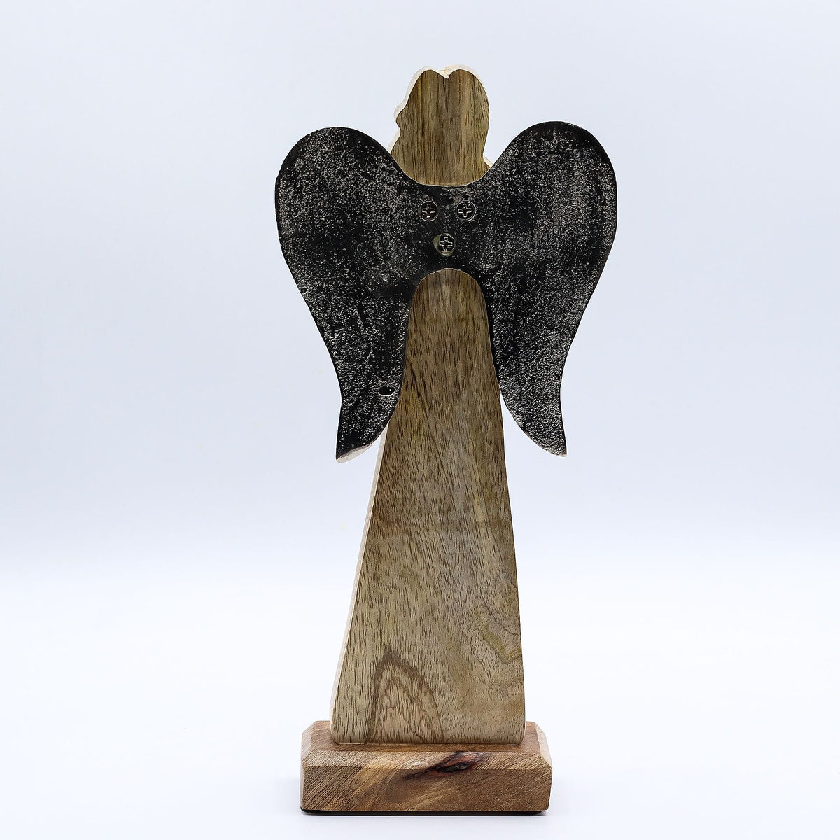 Grote Mango Houten Engel met Ster – 30 cm