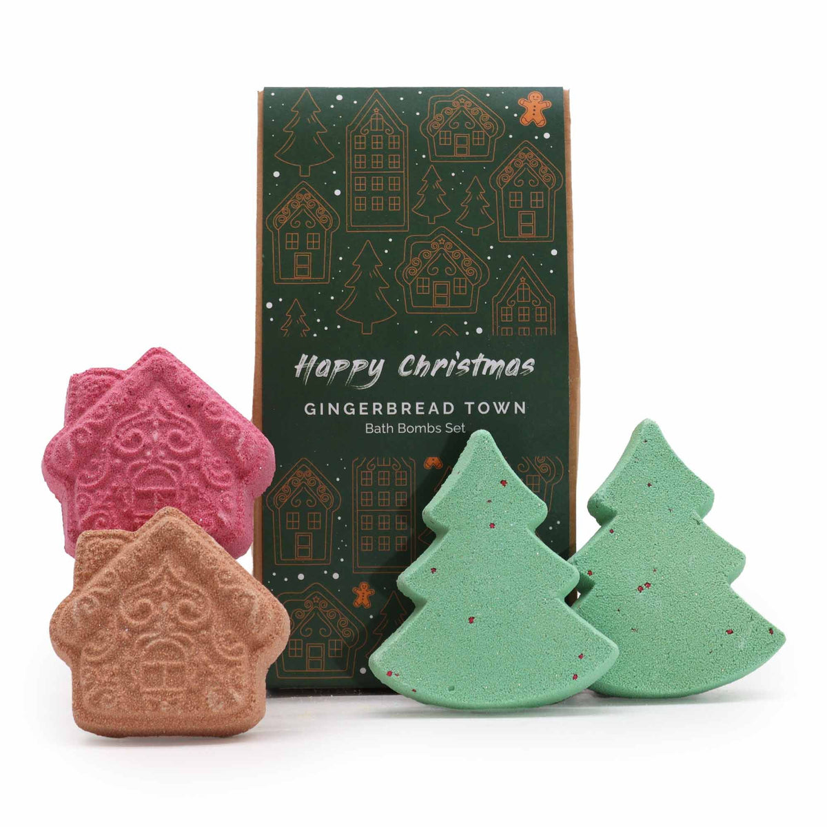 Gingerbread Town – Kerst Bruisballen Geschenkset 4 stuks