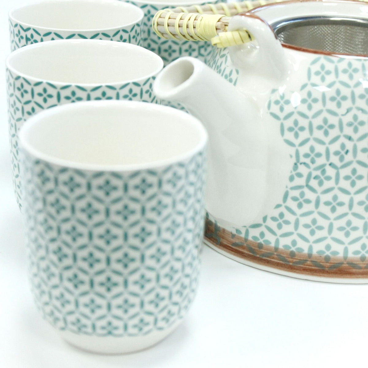 Keramische Theeset Green Mosaic – Theepot & 6 Kopjes