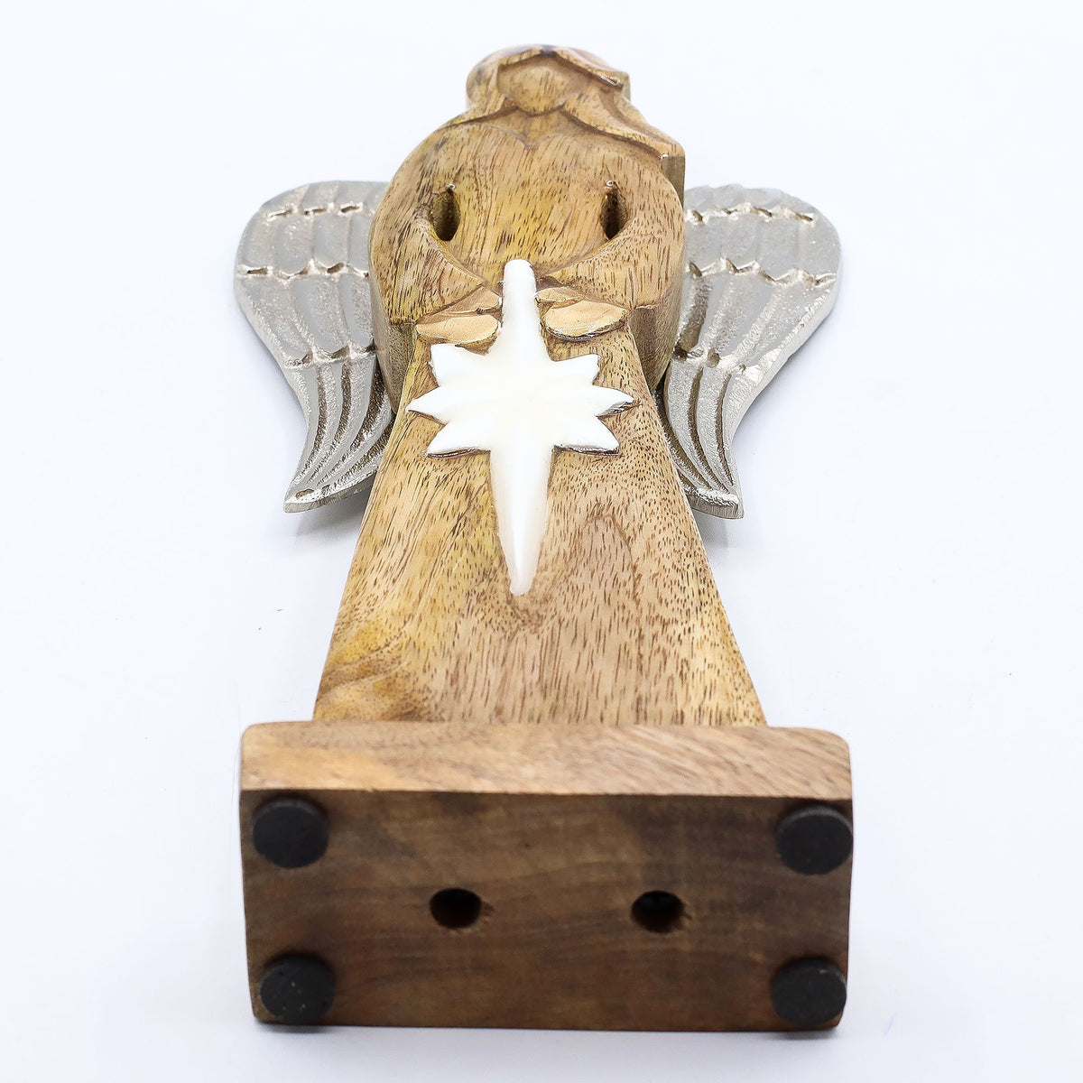 Grote Mango Houten Engel met Ster – 30 cm