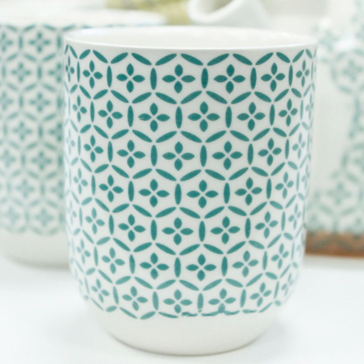 Keramische Theeset Green Mosaic – Theepot & 6 Kopjes