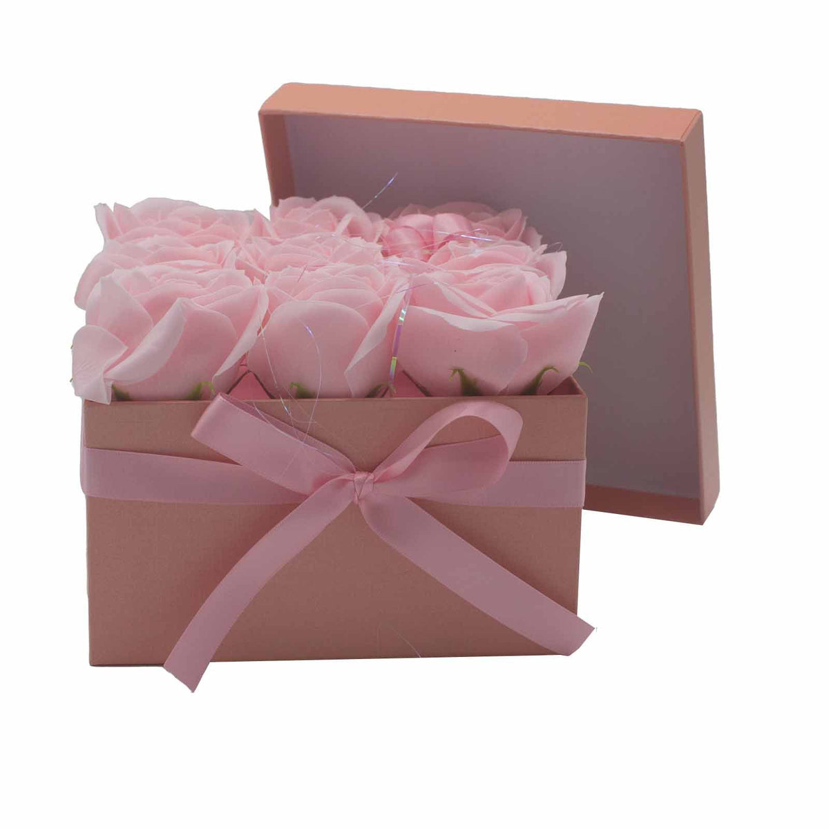Zeepbloemen Geschenkboeket – 9 Roze Rozen