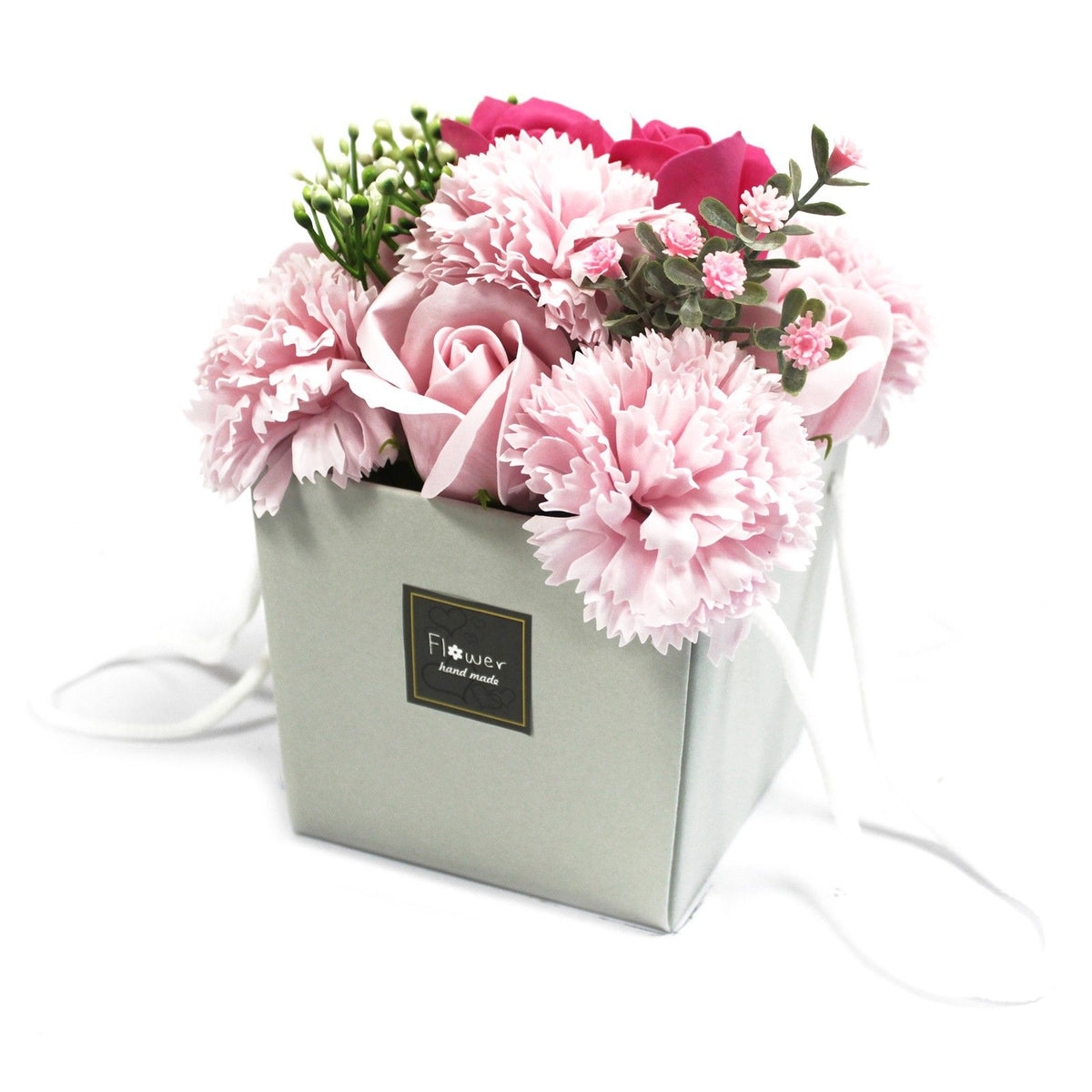 Zeepbloemen Boeket – Roze Rozen & Anjers