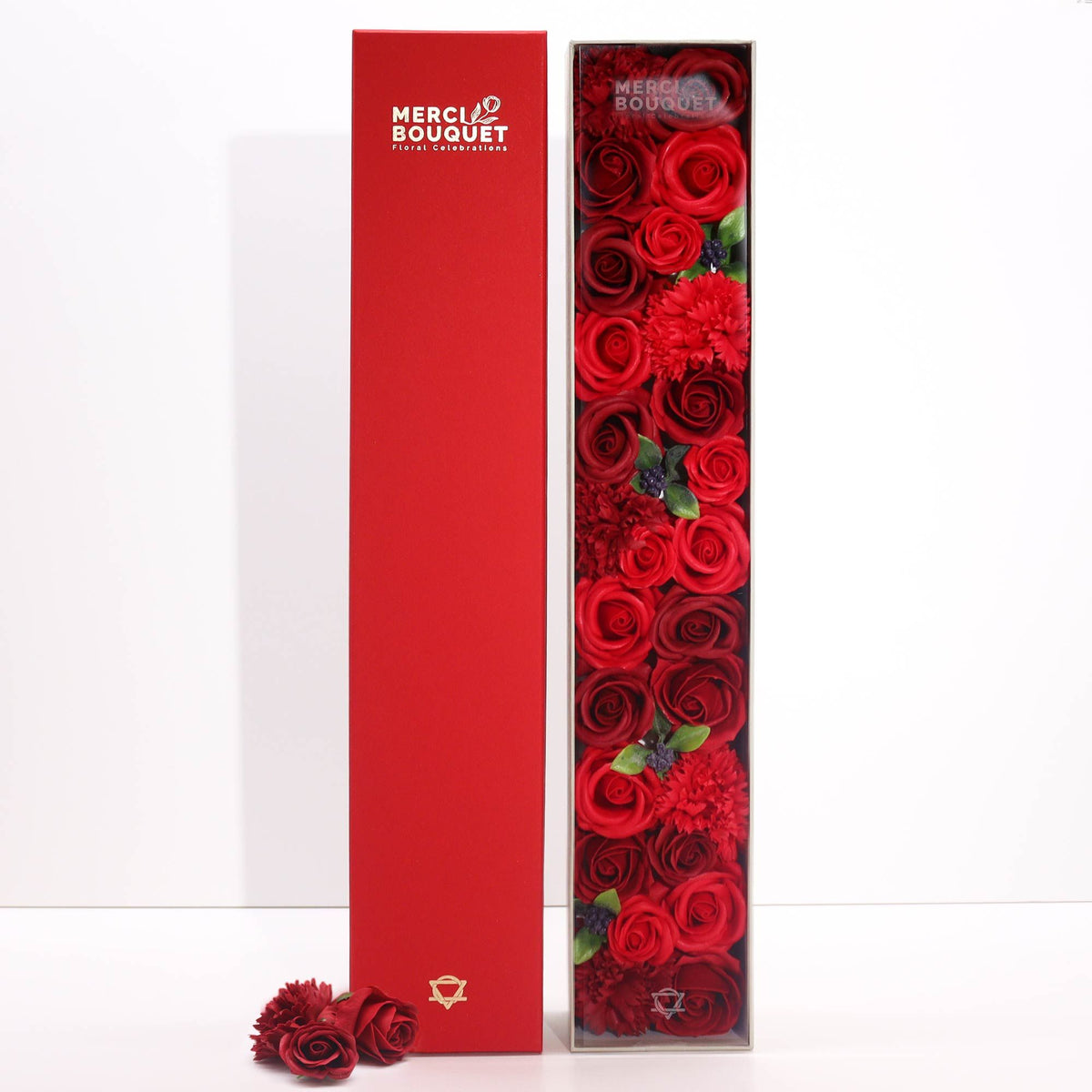Luxe Zeeprozen in Geschenkdoos – Classic Red – 50 cm