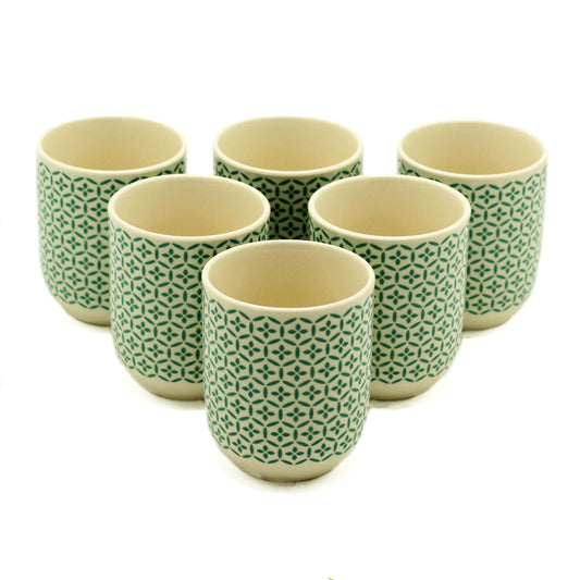 Keramische Theekopjes Green Mosaic – Set van 6