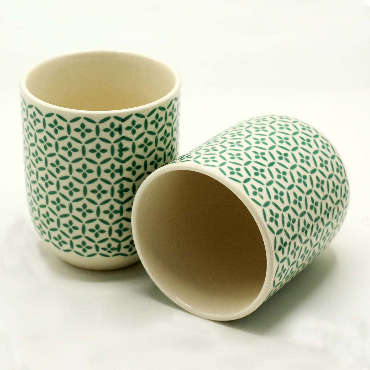 Keramische Theekopjes Green Mosaic – Set van 6