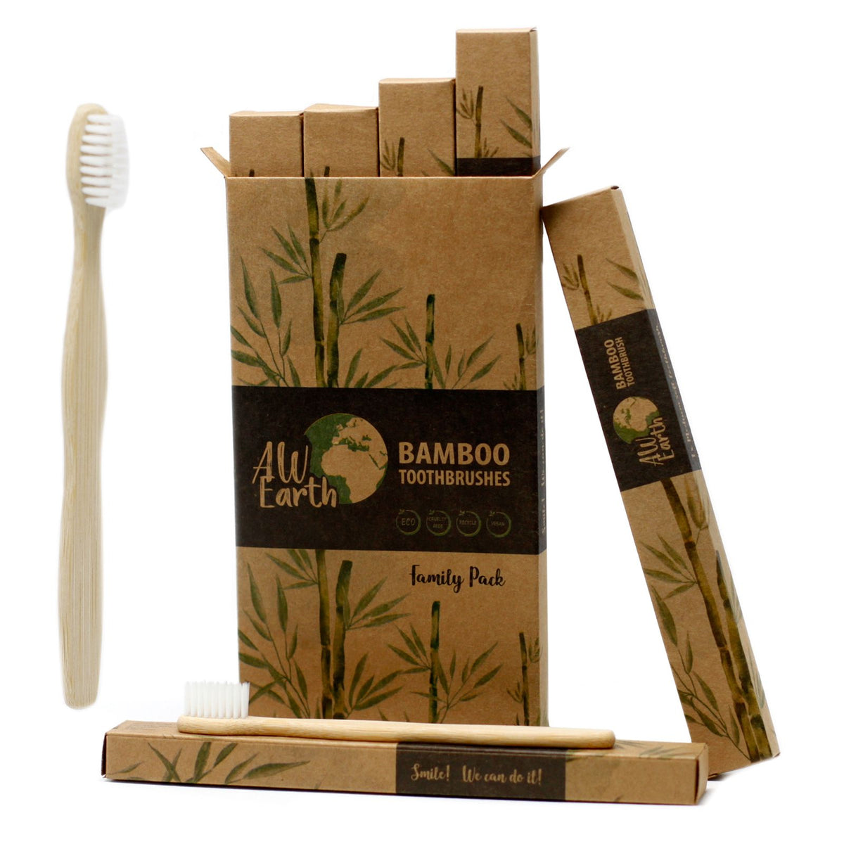 Bamboe Tandenborstels Familiepak – 4 stuks