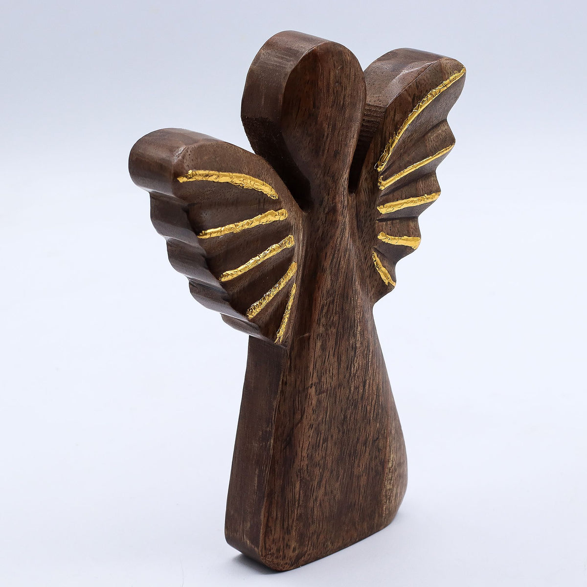 Mango Houten Engel met Gouden Vleugels – Large
