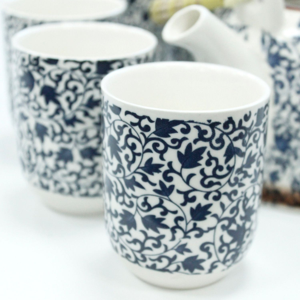 Keramische Theeset Blue Pattern – Theepot & 6 Kopjes