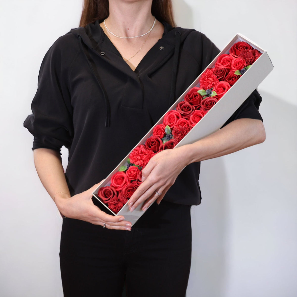 Luxe Zeeprozen in Geschenkdoos – Classic Red – 50 cm