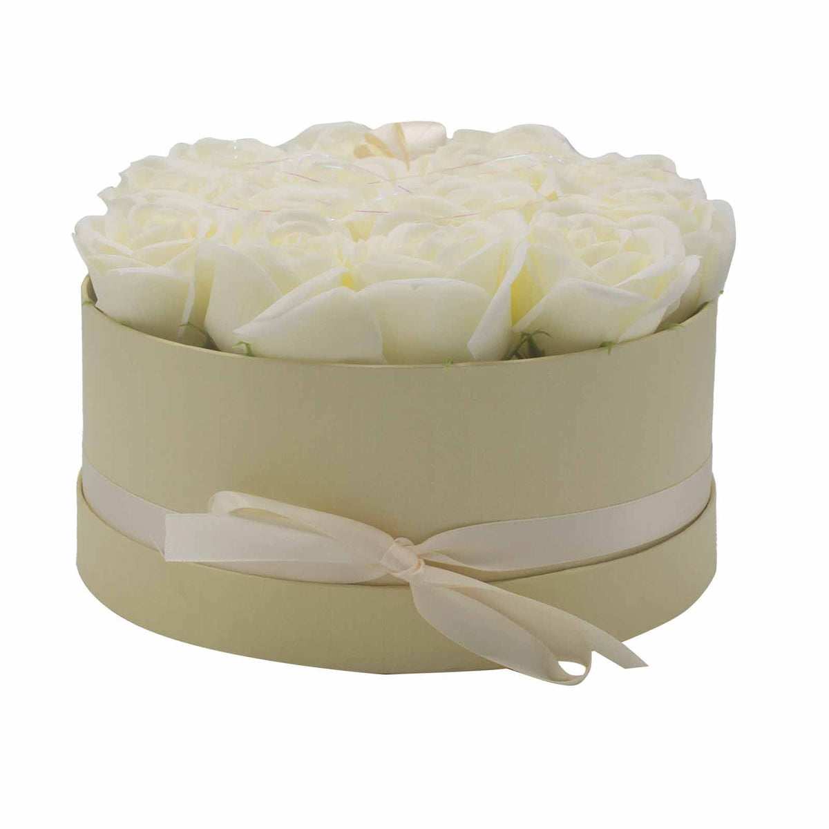 Zeepbloemen Geschenkboeket – 14 Crèmekleurige Rozen