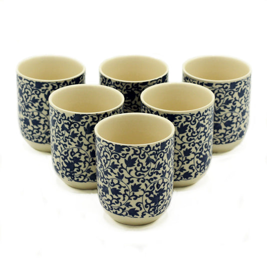 Keramische Theekopjes Blue Pattern – Set van 6