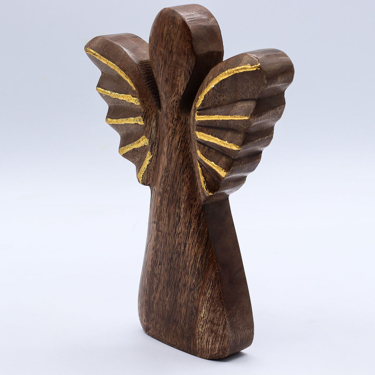 Mango Houten Engel met Gouden Vleugels – Large