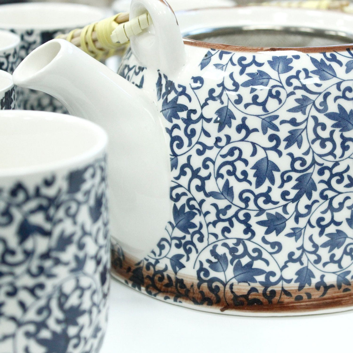 Keramische Theeset Blue Pattern – Theepot & 6 Kopjes