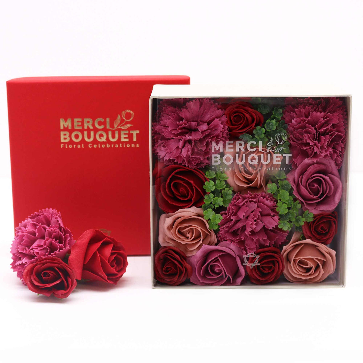 Vintage Roses – Zeepbloemen in Vierkante Geschenkdoos