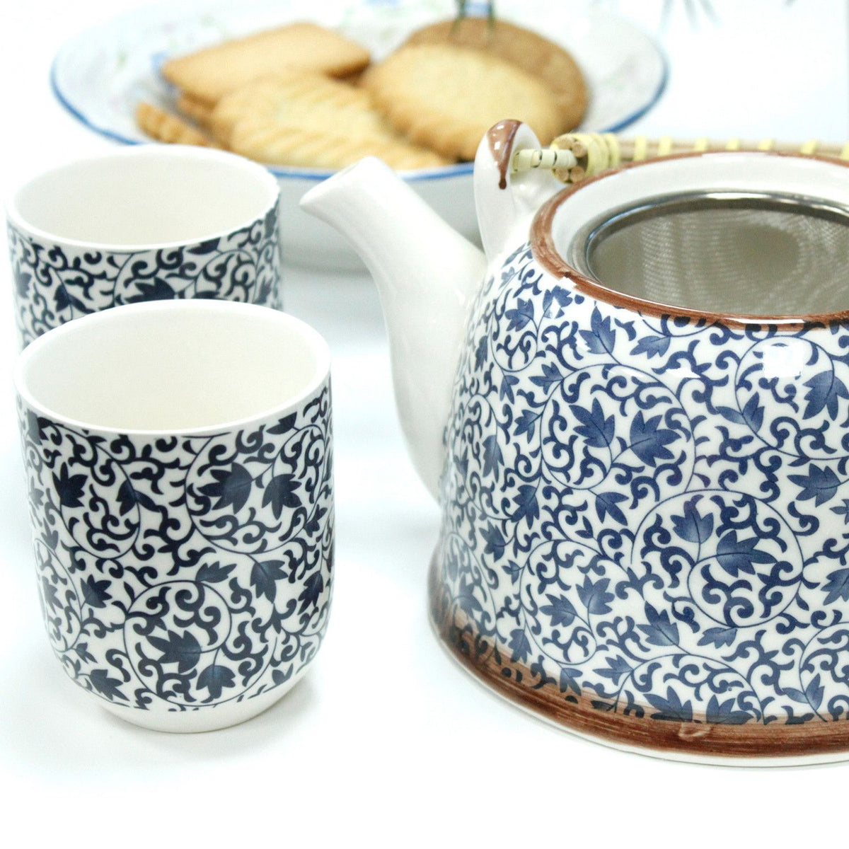 Keramische Theeset Blue Pattern – Theepot & 6 Kopjes