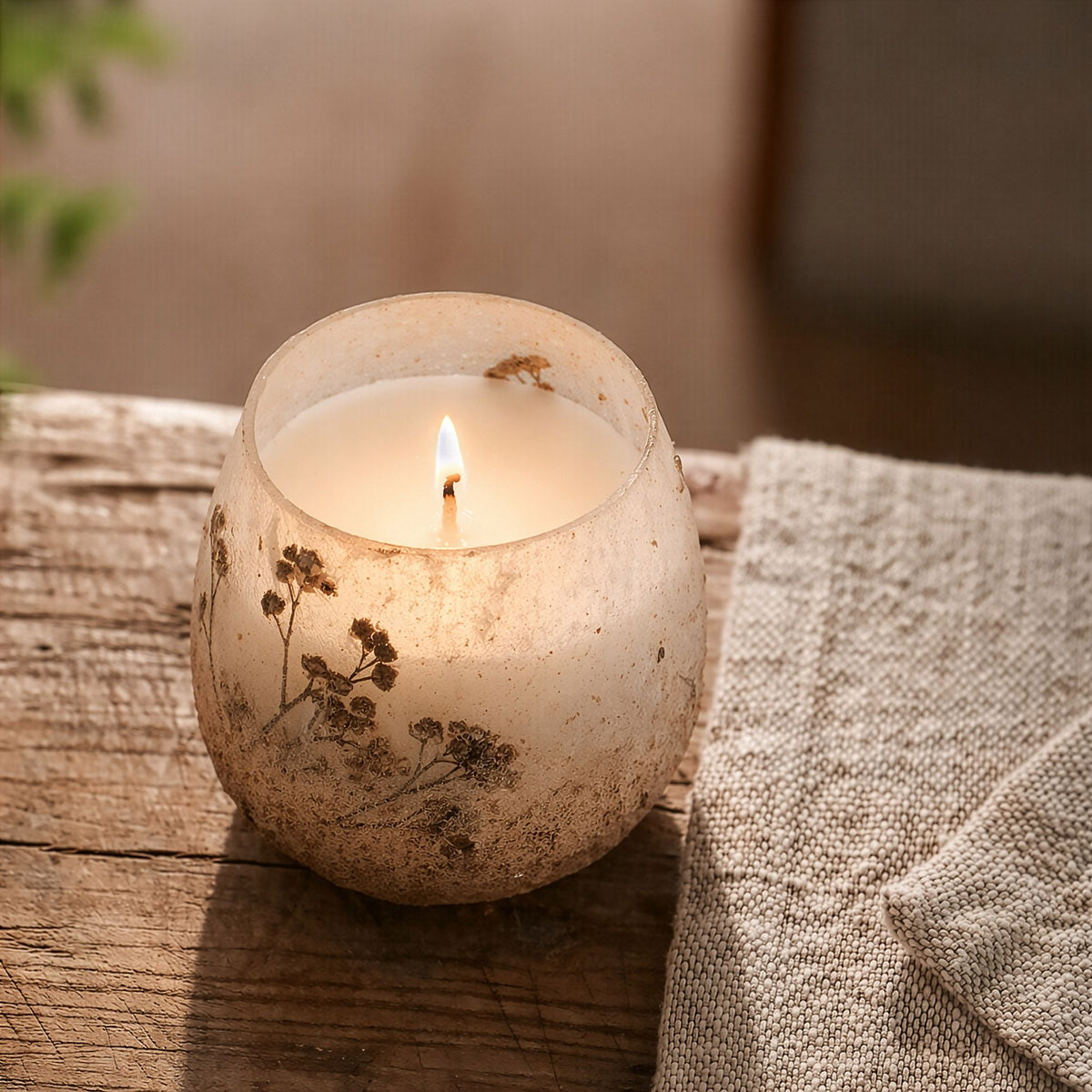 Wildlight Woods Glazen Kaars Small – Gedroogde Bloemen