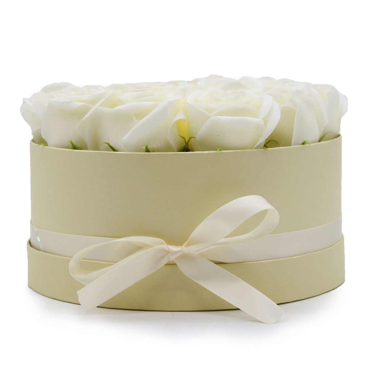 Zeepbloemen Geschenkboeket – 14 Crèmekleurige Rozen