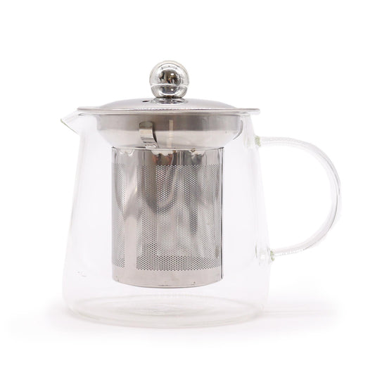 Kleine Glazen Theepot met RVS Theezeef – 350 ml
