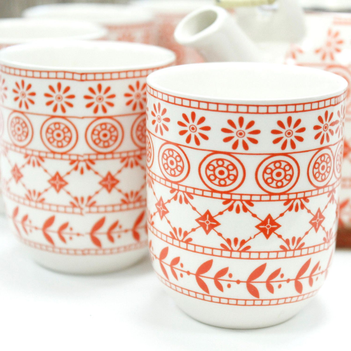 Keramische Theeset Amber – Theepot & 6 Kopjes