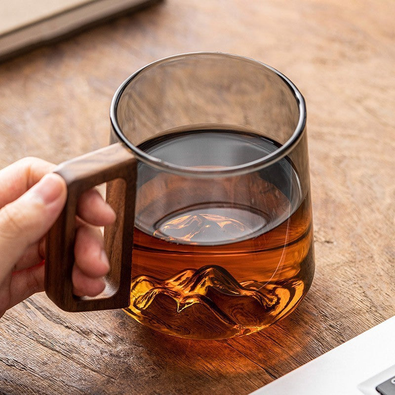 Glazen Thee- & Koffiekop met Houten Handvat