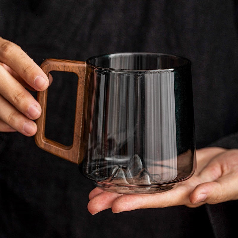 Glazen Thee- & Koffiekop met Houten Handvat