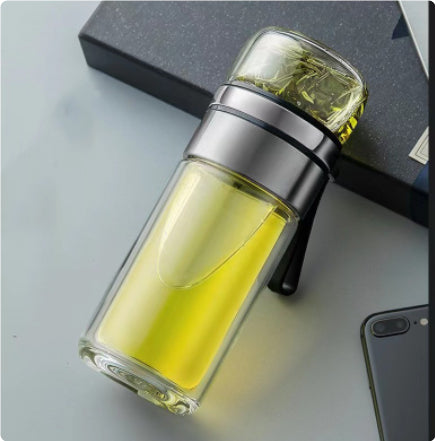 Glazen Theekop met Infuser – Gescheiden Thee- & Waterbeker voor Perfecte Losse Thee
